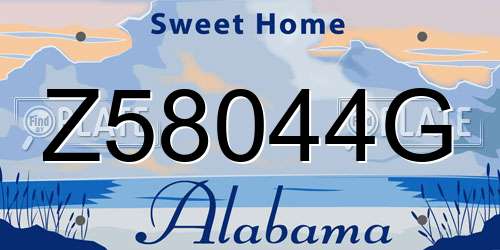 Z58044G Alabama License Plate