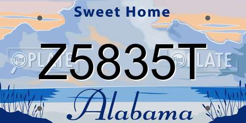 Z5835T Alabama License Plate