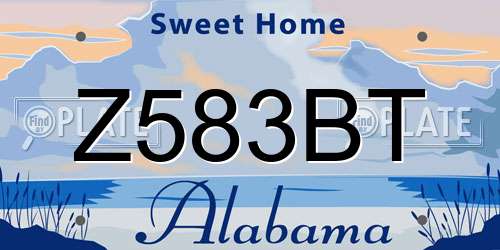 Z583BT Alabama License Plate