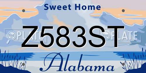 Z583ST Alabama License Plate