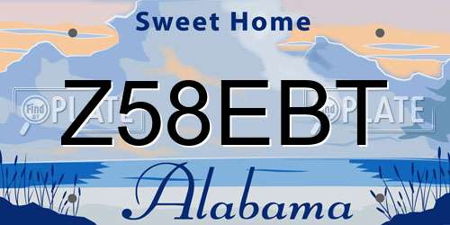 Z58EBT Alabama License Plate