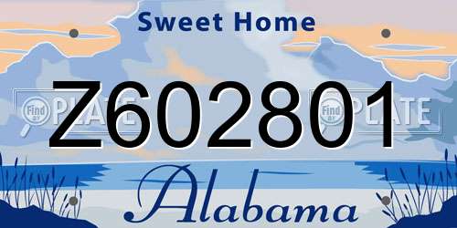 Z602801 Alabama License Plate