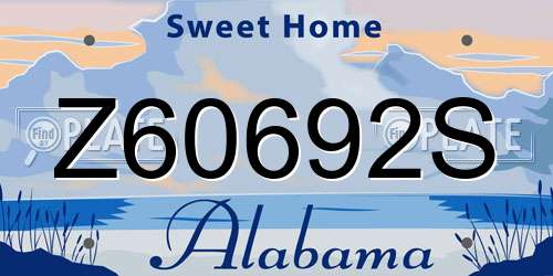 Z60692S Alabama License Plate