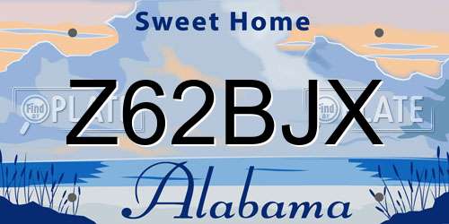 Z62BJX Alabama License Plate