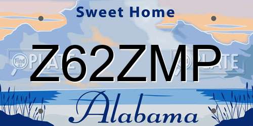Z62ZMP Alabama License Plate