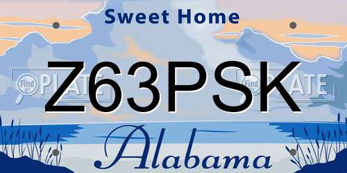 Z63PSK Alabama License Plate