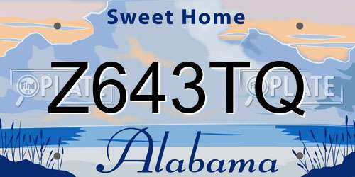 Z643TQ Alabama License Plate