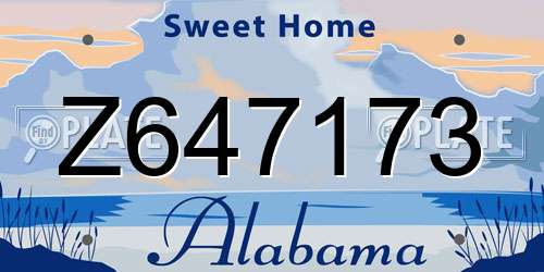 Z647173 Alabama License Plate
