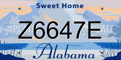 Z6647E Alabama License Plate
