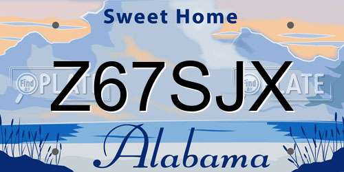Z67SJX Alabama License Plate