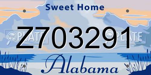 Z703291 Alabama License Plate