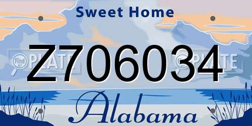 Z706034 Alabama License Plate