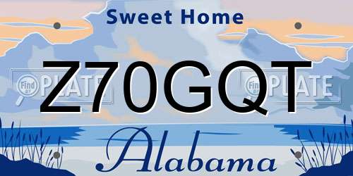 Z70GQT Alabama License Plate