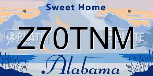 Z70TNM Alabama License Plate