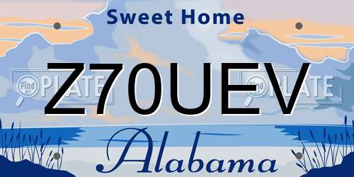 Z70UEV Alabama License Plate
