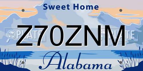 Z70ZNM Alabama License Plate