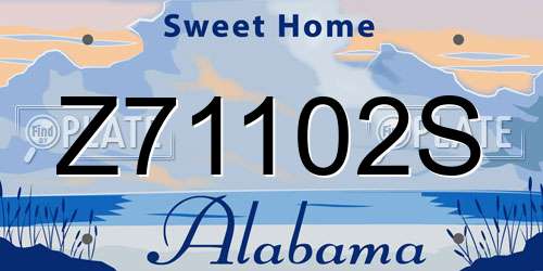 Z71102S Alabama License Plate
