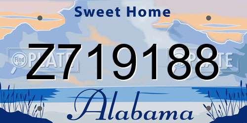 Z719188 Alabama License Plate