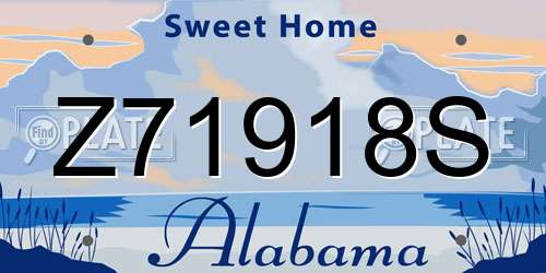 Z71918S Alabama License Plate