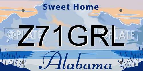 Z71GRL Alabama License Plate