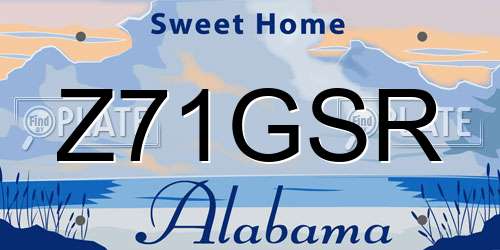 Z71GSR Alabama License Plate