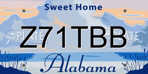 Z71TBB Alabama License Plate