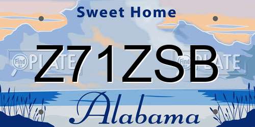 Z71ZSB Alabama License Plate