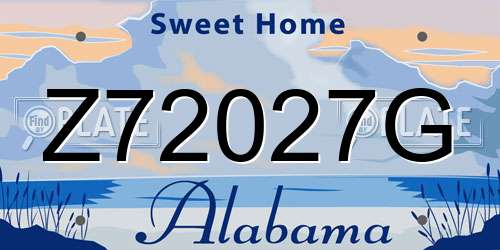 Z72027G Alabama License Plate