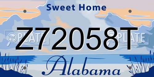 Z72058T Alabama License Plate