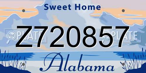 Z720857 Alabama License Plate