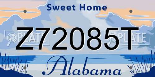 Z72085T Alabama License Plate