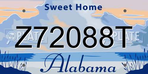 Z72088T Alabama License Plate