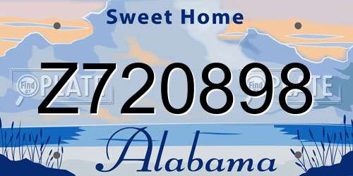 Z720898 Alabama License Plate