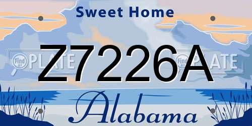 Z7226A Alabama License Plate