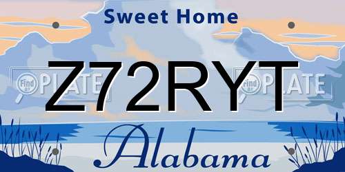 Z72RYT Alabama License Plate