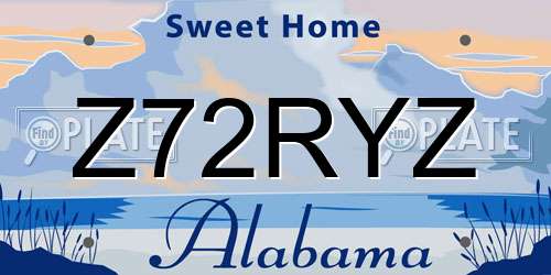 Z72RYZ Alabama License Plate
