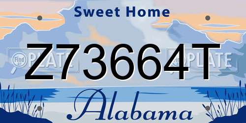 Z73664T Alabama License Plate