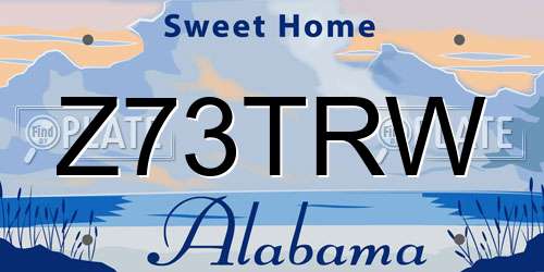 Z73TRW Alabama License Plate