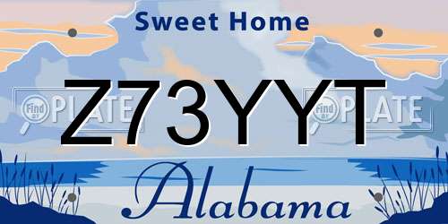 Z73YYT Alabama License Plate