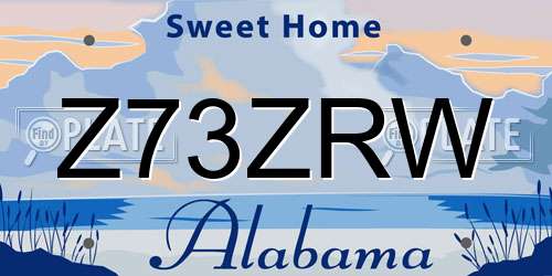 Z73ZRW Alabama License Plate