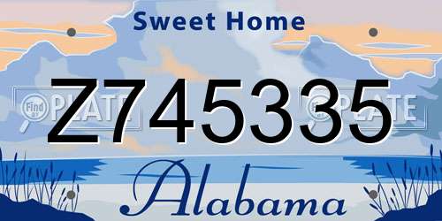 Z745335 Alabama License Plate
