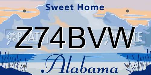 Z74BVW Alabama License Plate