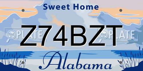 Z74BZT Alabama License Plate