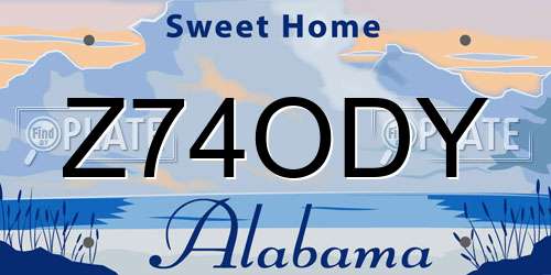 Z74ODY Alabama License Plate