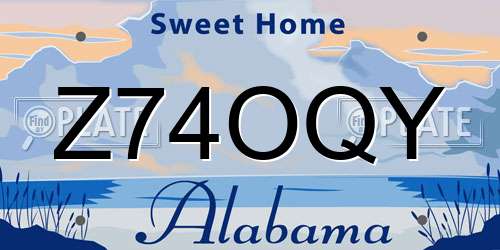 Z74OQY Alabama License Plate