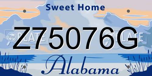 Z75076G Alabama License Plate