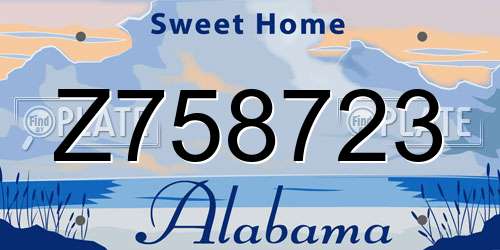 Z758723 Alabama License Plate