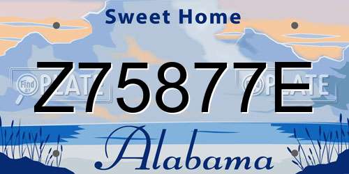 Z75877E Alabama License Plate