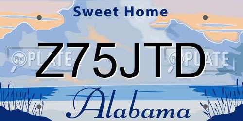 Z75JTD Alabama License Plate