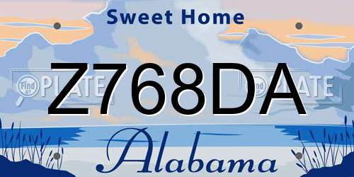 Z768DA Alabama License Plate